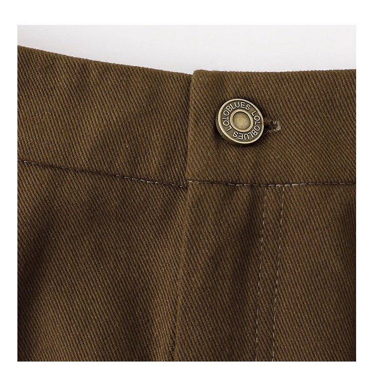 復古純色a字純棉半身裙女秋季新款後鬆緊花苞裙