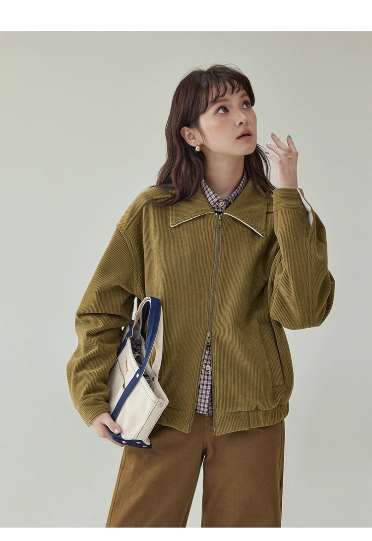 韓系雙頭拉鍊燈芯絨外套女秋季新款長袖夾克上衣,韓系雙頭拉鍊燈芯絨外套女秋季新款長袖夾克上衣,HBEW5072,韓系雙頭拉鍊燈芯絨外套女秋季新款長袖夾克上衣,復古夾克,燈芯絨