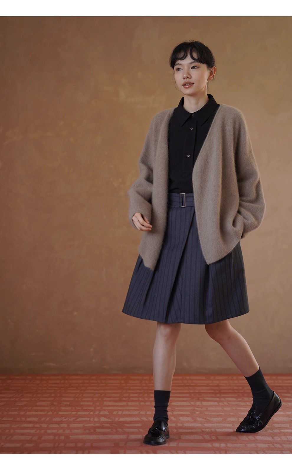 鬆弛代表外套長絨綿羊毛兔毛混紡寬鬆顯瘦簡約通勤開襟衫