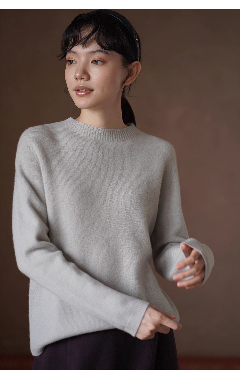閉眼入基本款100綿羊毛寬鬆圓領柔軟內搭顯瘦針織上衣女