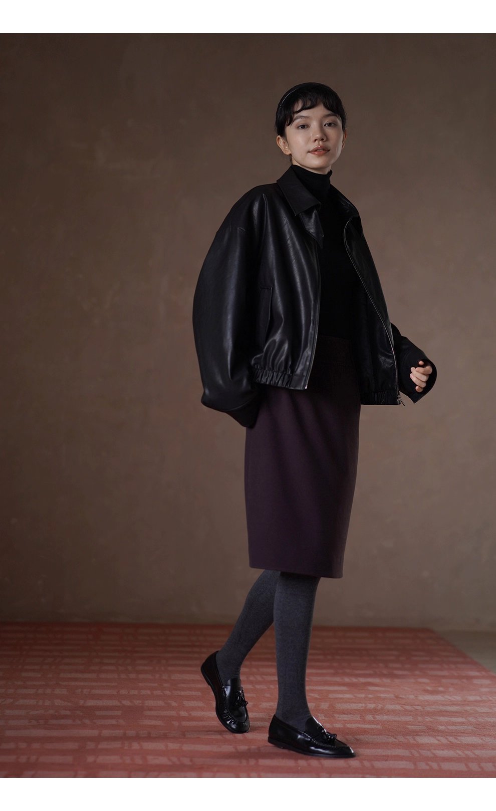 風度溫度並存寬鬆輪廓復古環保夾棉加厚保暖皮衣外套女