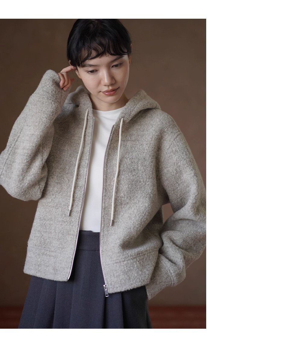 顆粒肌理絨感100綿羊毛輪廓休閒顯瘦連帽衛衣保暖外套女