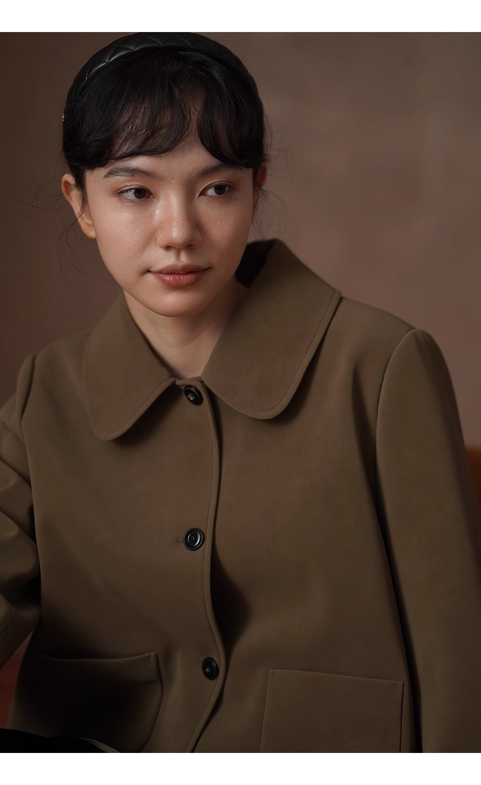 溫暖可露麗風外套磨砂霧面pu短版寬鬆正肩翻領顯瘦夾克