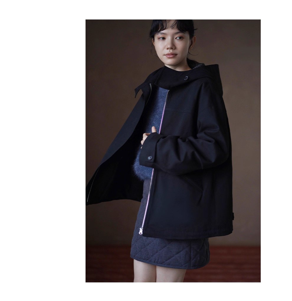 英倫學院撞色格紋連帽搖粒絨內裡加厚一手長夾克外套女