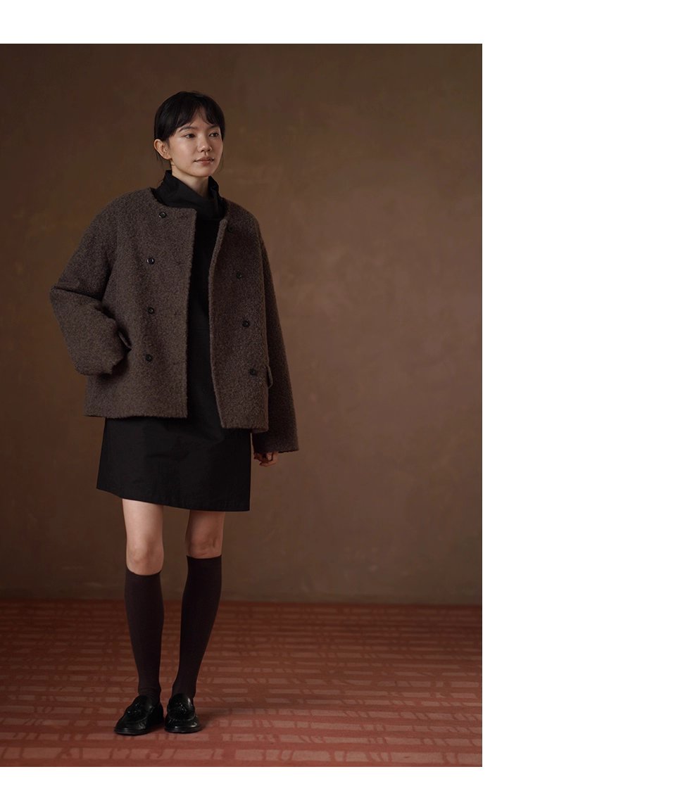 秋冬新款弗里達學院可調式紐扣高領寬鬆100棉連身裙女