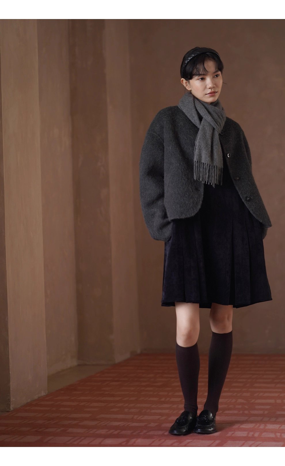 850g羊駝綿羊毛重磅雙面呢絨感寬鬆通勤顯瘦保暖外套女