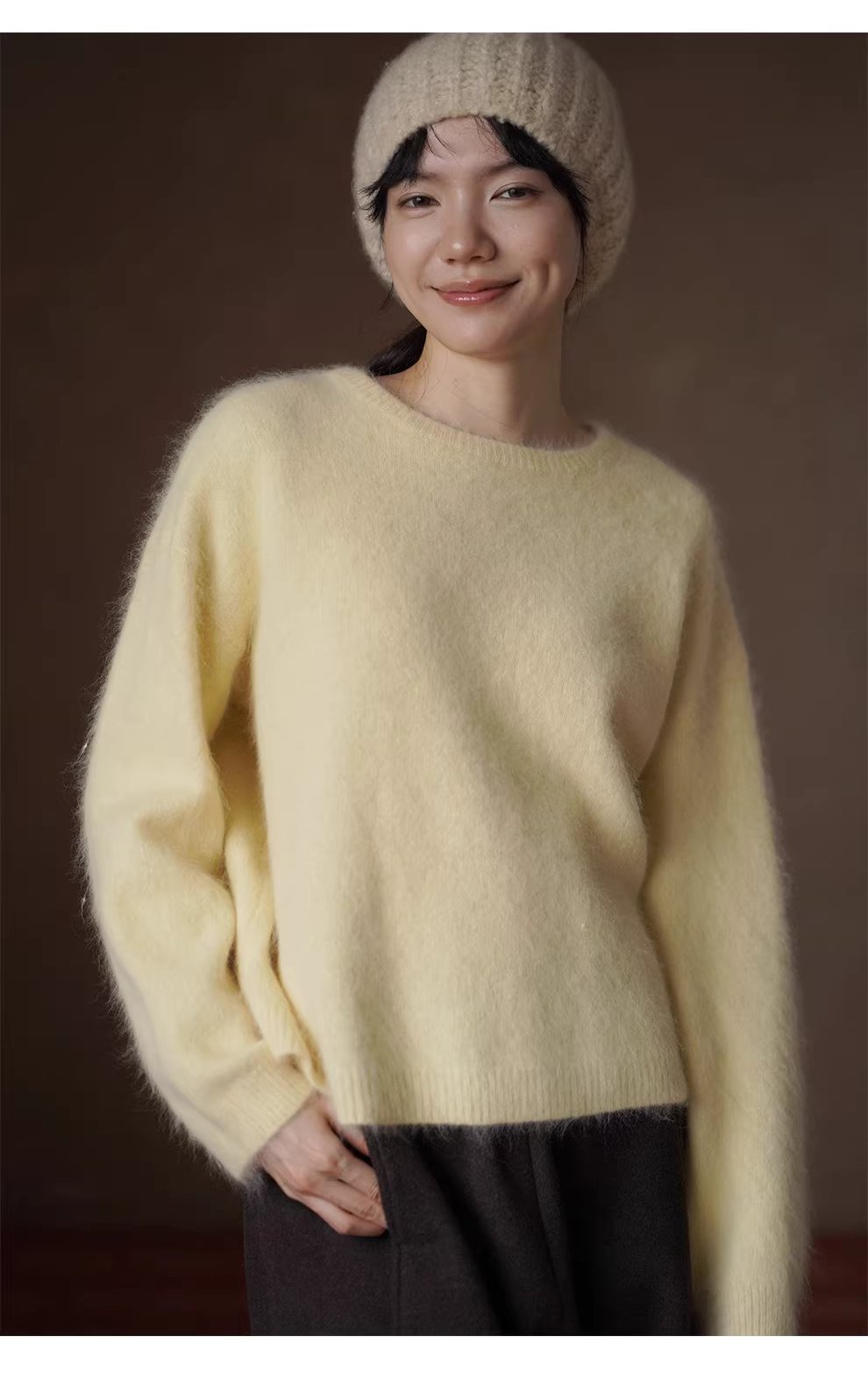 蓬鬆酒心吐司24支敲細浣熊混紡紗線圓領寬鬆絨毛毛衣女,蓬鬆酒心吐司24支敲細浣熊混紡紗線圓領寬鬆絨毛毛衣女,HBEW1137,蓬鬆酒心吐司24支敲細浣熊混紡紗線圓領寬鬆絨毛毛衣女,絨毛毛衣,羅紋縮口