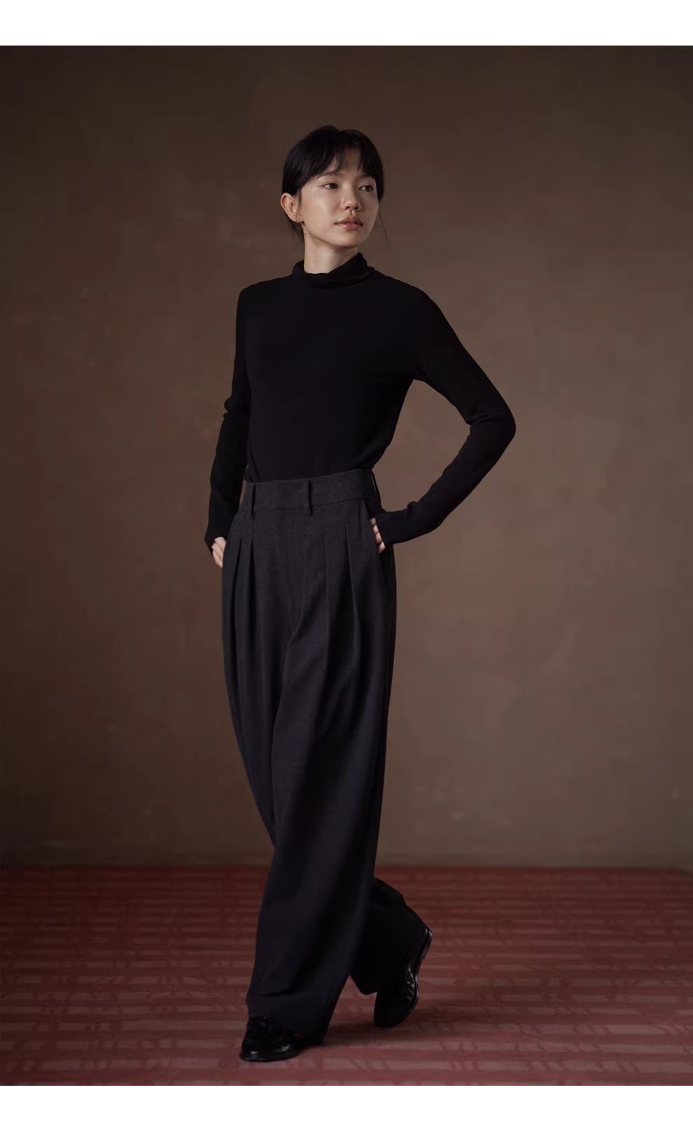 舒暖基本款長袖高彈修身高領後開叉顯瘦百搭通勤打底衫,舒暖基本款長袖高彈修身高領後開叉顯瘦百搭通勤打底衫,HBEW1139,舒暖基本款長袖高彈修身高領後開叉顯瘦百搭通勤打底衫,翻折高領,正肩版型