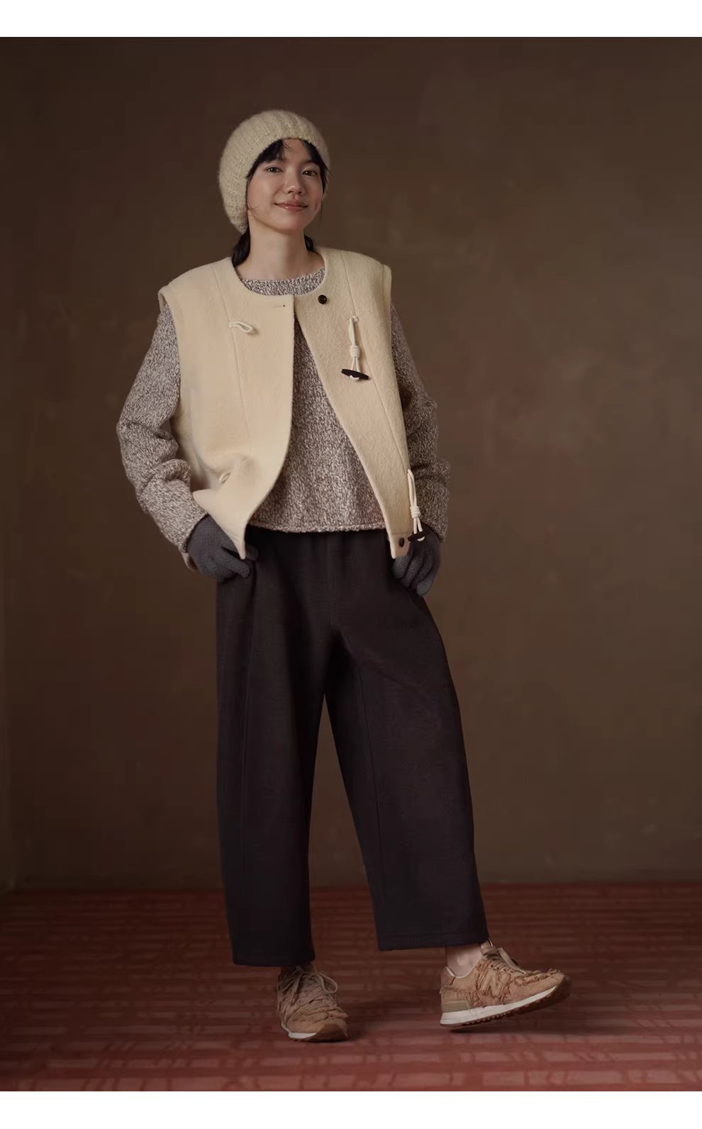 復古香蕉輪廓加厚特舒絨解構斜切分割顯瘦寬鬆毛呢長褲,復古香蕉輪廓加厚特舒絨解構斜切分割顯瘦寬鬆毛呢長褲,HBEW3045,復古香蕉輪廓加厚特舒絨解構斜切分割顯瘦寬鬆毛呢長褲,香蕉褲型,羊毛混紡