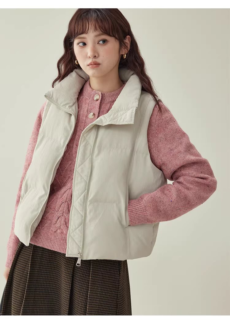 韓系純色無袖拉鍊棉服女冬新款立領馬甲疊穿外套,韓系純色無袖拉鍊棉服女冬新款立領馬甲疊穿外套,HBEW5105,韓系純色無袖拉鍊棉服女冬新款立領馬甲疊穿外套,疊搭造型,保暖舒適