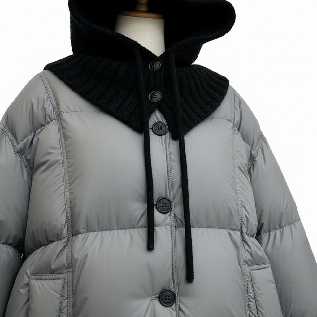 針織連帽拼接加厚羽絨外套冬季寬鬆毛帽麵包服外套,針織連帽拼接加厚羽絨外套冬季寬鬆毛帽麵包服外套,5W185014,針織連帽拼接加厚羽絨外套冬季寬鬆毛帽麵包服外套,保暖蓄熱,青春休閒