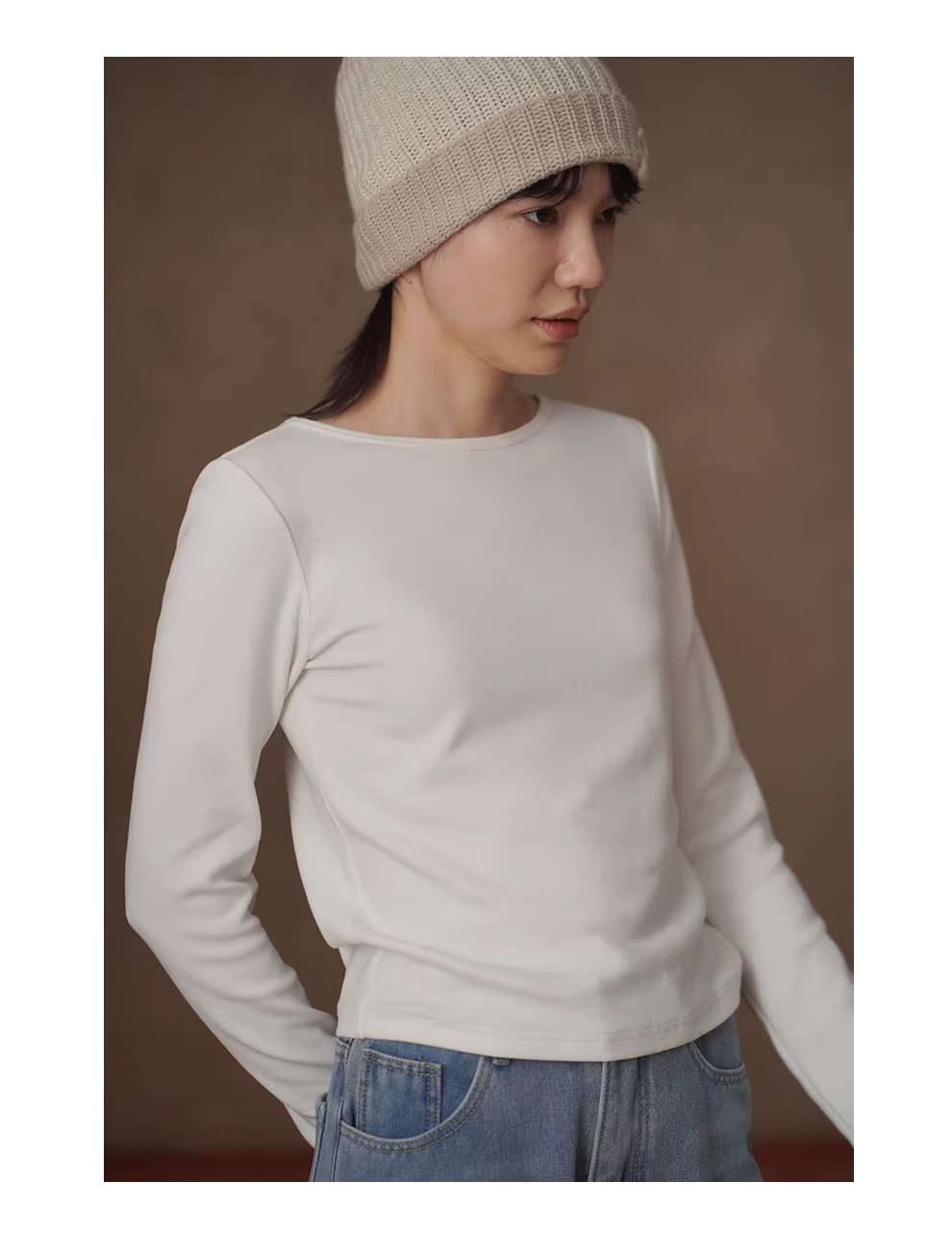 入冬衣櫥基本款彈性棉感圓領合身親膚長袖加厚T恤內搭女,入冬衣櫥基本款彈性棉感圓領合身親膚長袖加厚T恤內搭女,HBEW1170,入冬衣櫥基本款彈性棉感圓領合身親膚長袖加厚T恤內搭女,必備單品,加厚面料