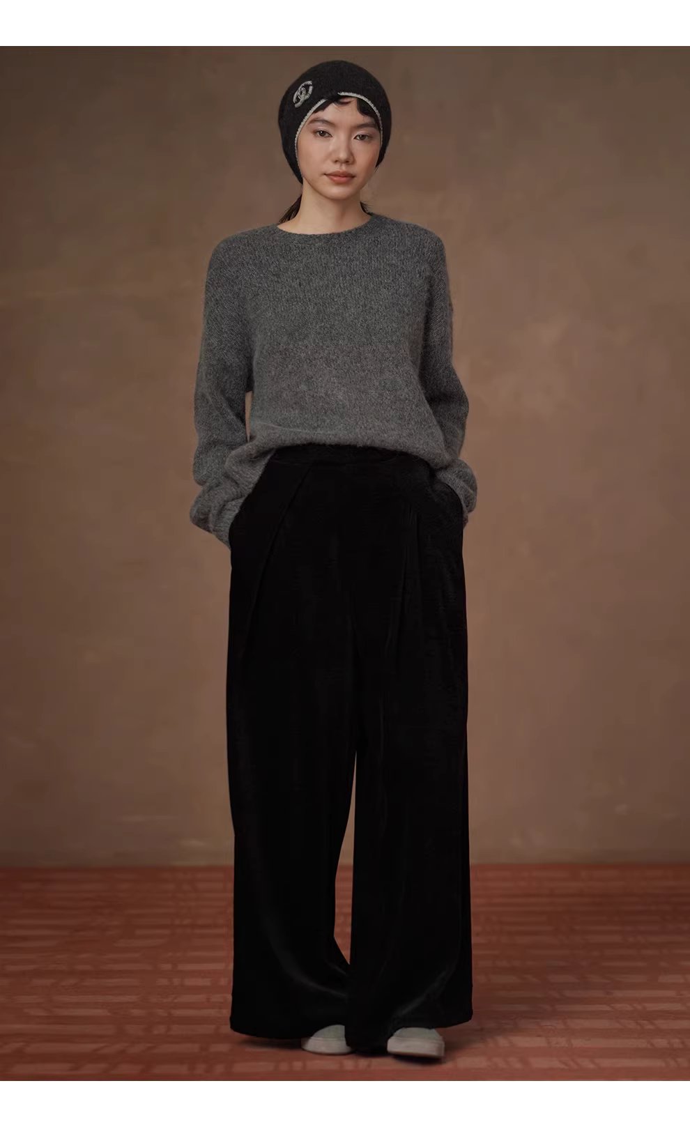 低調暗夜光澤品質絲絨長褲寬鬆顯瘦遮肉高腰通勤闊腿褲,低調暗夜光澤品質絲絨長褲寬鬆顯瘦遮肉高腰通勤闊腿褲,HBEW3053,低調暗夜光澤品質絲絨長褲寬鬆顯瘦遮肉高腰通勤闊腿褲,闊腿寬褲,不挑腿型