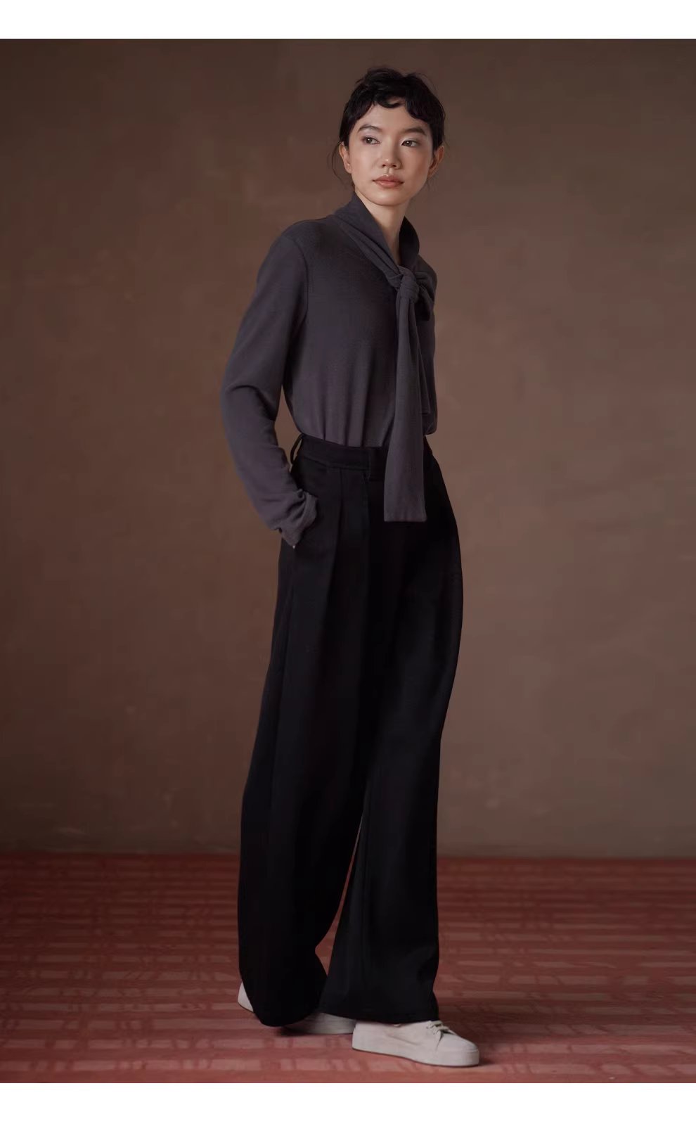 職場主角斜紋磨毛加厚寬鬆高腰通勤顯瘦闊腿西裝長褲女,職場主角斜紋磨毛加厚寬鬆高腰通勤顯瘦闊腿西裝長褲女,HBEW3059,職場主角斜紋磨毛加厚寬鬆高腰通勤顯瘦闊腿西裝長褲女,垂墜感佳,磨毛絨感