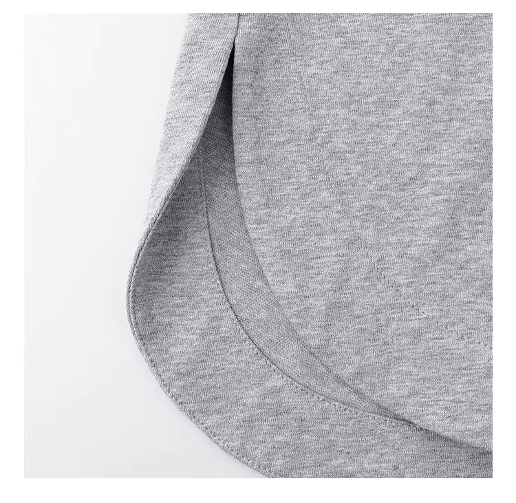 灰色圓弧下擺側開叉T恤女春季新款純棉貼標上衣,灰色圓弧下擺側開叉T恤女春季新款純棉貼標上衣,HBFS1000,灰色圓弧下擺側開叉T恤女春季新款純棉貼標上衣,輕鬆穿搭,全棉面料