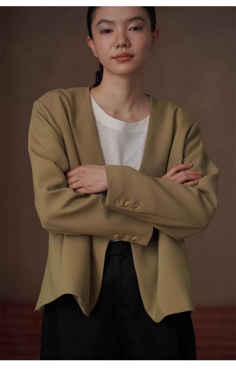 高階雅痞配色西裝ju顯白廓形寬鬆顯瘦不挑人通勤外套女,高階雅痞配色西裝ju顯白廓形寬鬆顯瘦不挑人通勤外套女,HBFS5002,高階雅痞配色西裝ju顯白廓形寬鬆顯瘦不挑人通勤外套女,一粒扣設計,抗皺面料