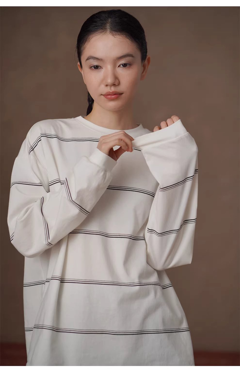 寫生素描鬆弛衛衣慵懶細條紋圓領寬鬆落肩休閒長袖上衣,寫生素描鬆弛衛衣慵懶細條紋圓領寬鬆落肩休閒長袖上衣,HBFS1015,寫生素描鬆弛衛衣慵懶細條紋圓領寬鬆落肩休閒長袖上衣,不易變形,修身實搭