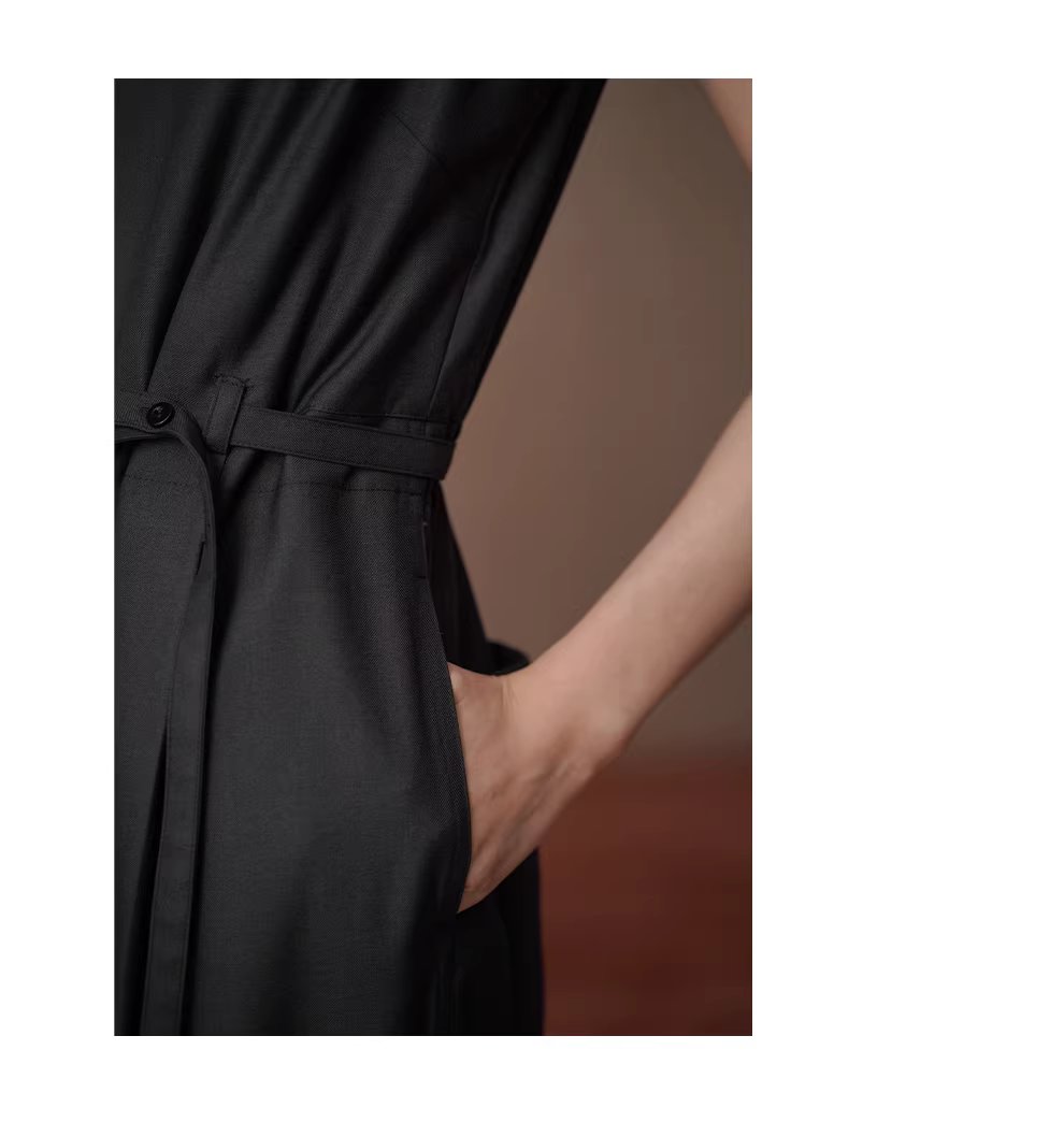 高級高智時髦無袖連身褲寬鬆顯瘦簡約立體口袋腰包長褲,高級高智時髦無袖連身褲寬鬆顯瘦簡約立體口袋腰包長褲,HBFS3012,高級高智時髦無袖連身褲寬鬆顯瘦簡約立體口袋腰包長褲,細膩啞光,調節腰帶