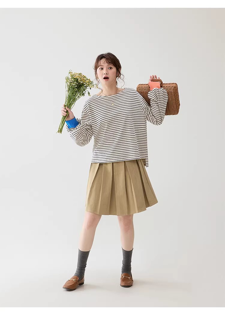 撞色條紋燈籠袖純棉T恤女春季新款寬鬆百搭上衣,撞色條紋燈籠袖純棉T恤女春季新款寬鬆百搭上衣,HBFS1042,撞色條紋燈籠袖純棉T恤女春季新款寬鬆百搭上衣,撞色拼接,全棉面料