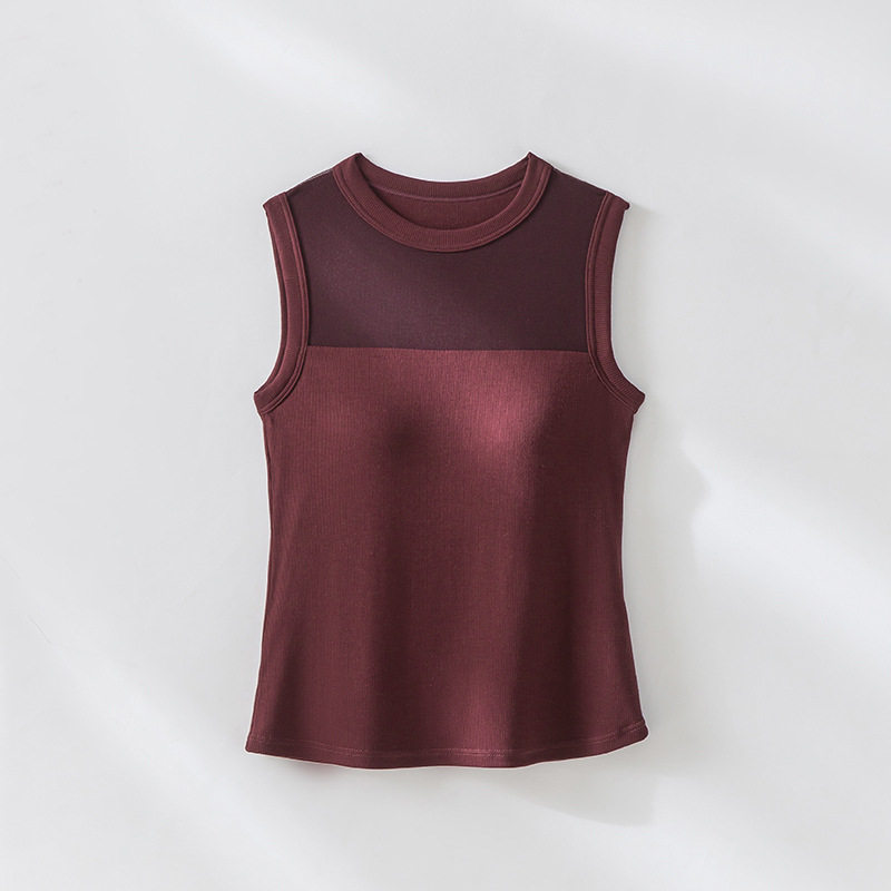 無袖百搭帶胸墊修身顯瘦打微透網紗背心,無袖百搭帶胸墊修身顯瘦打微透網紗背心,6S991001,無袖百搭帶胸墊修身顯瘦打微透網紗背心,店長推薦,版型修飾