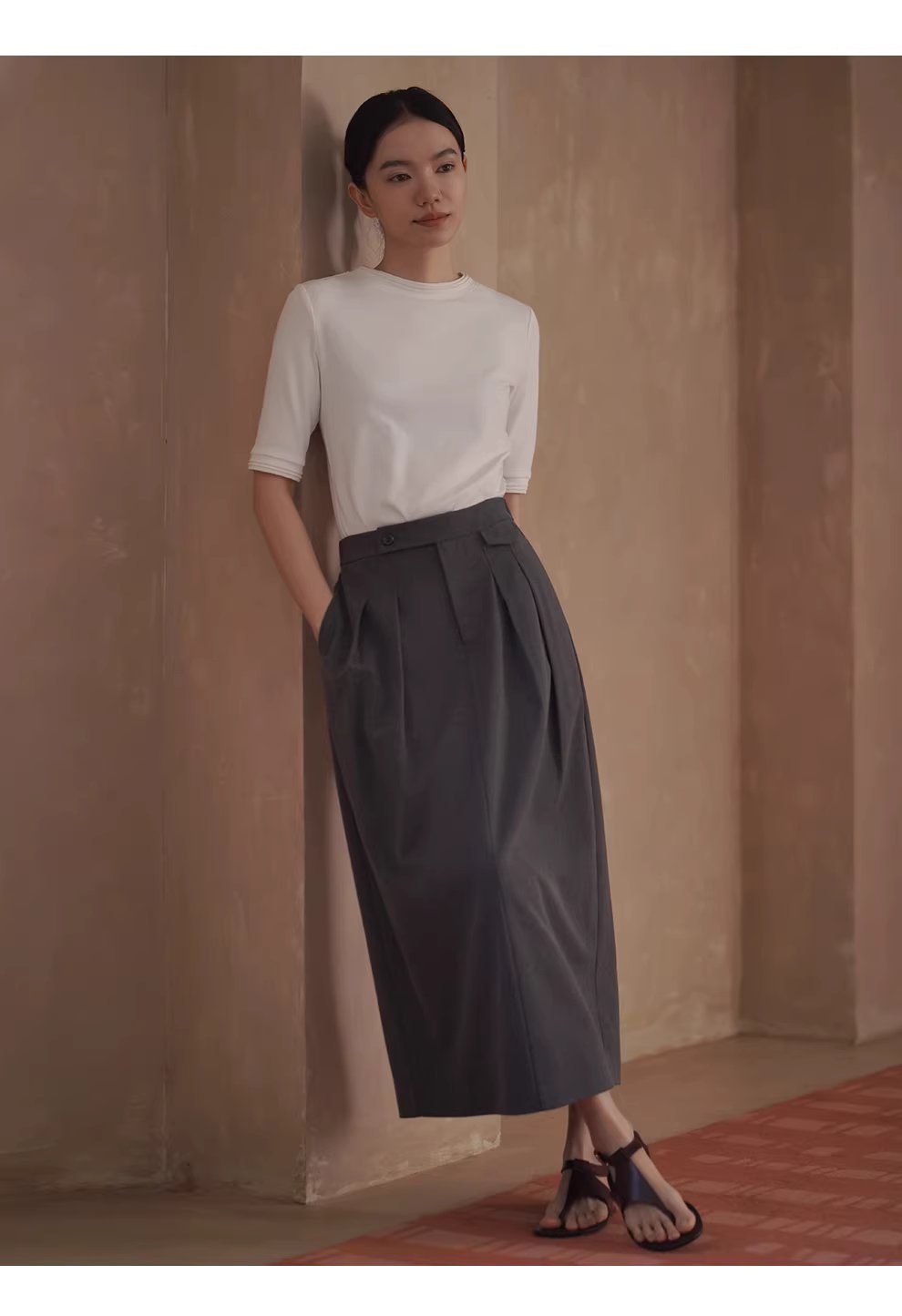 精緻加持舒適線上塔克線圓領合身彈性中袖通勤顯瘦T恤女,精緻加持舒適線上塔克線圓領合身彈性中袖通勤顯瘦T恤女,HBFS1063,精緻加持舒適線上塔克線圓領合身彈性中袖通勤顯瘦T恤女,內搭單穿,親膚透氣