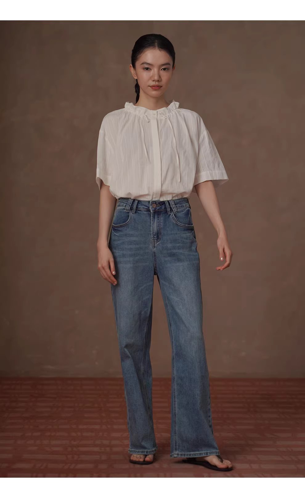 法式花邊立領亞麻棉混紡立體繡花豎條紋寬鬆短袖襯衫女,法式花邊立領亞麻棉混紡立體繡花豎條紋寬鬆短袖襯衫女,HBFS1066,法式花邊立領亞麻棉混紡立體繡花豎條紋寬鬆短袖襯衫女,立體花紋,法式剪裁