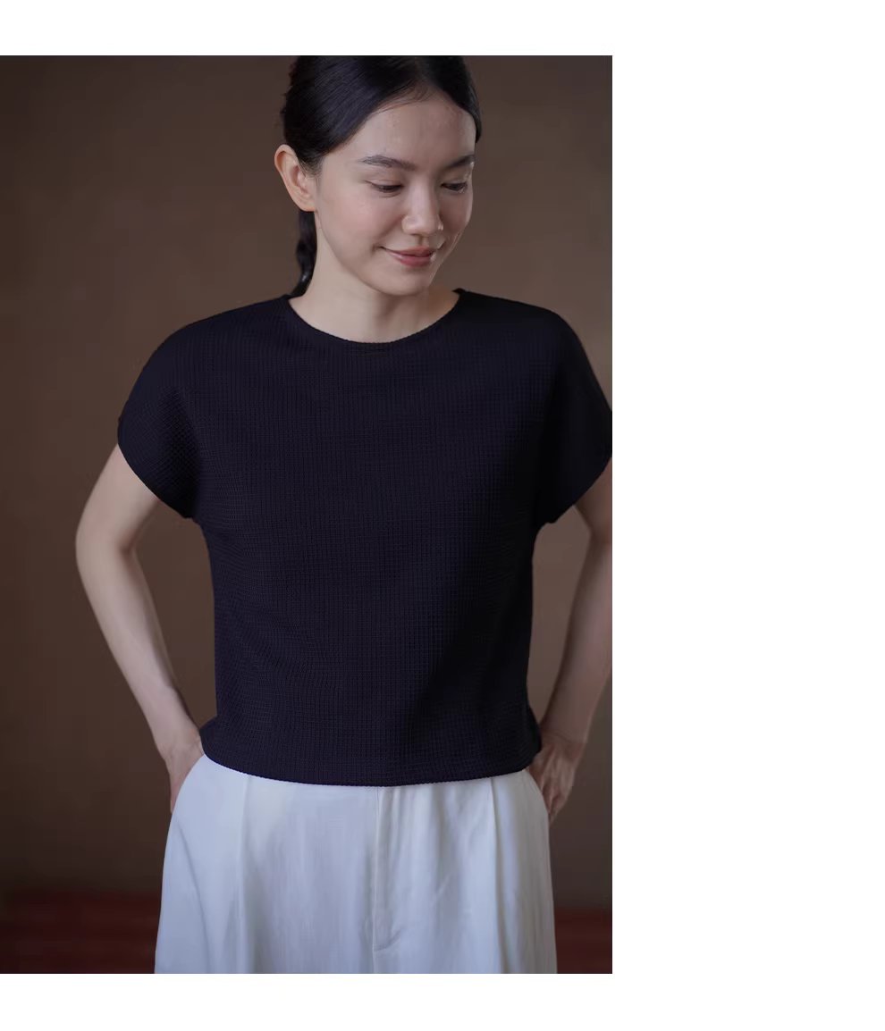 極簡的舒適感華夫格肌理連肩袖設計寬鬆挺括顯瘦通勤T恤,極簡的舒適感華夫格肌理連肩袖設計寬鬆挺括顯瘦通勤T恤,HBFS1069,極簡的舒適感華夫格肌理連肩袖設計寬鬆挺括顯瘦通勤T恤,舒適華夫格,連肩設計