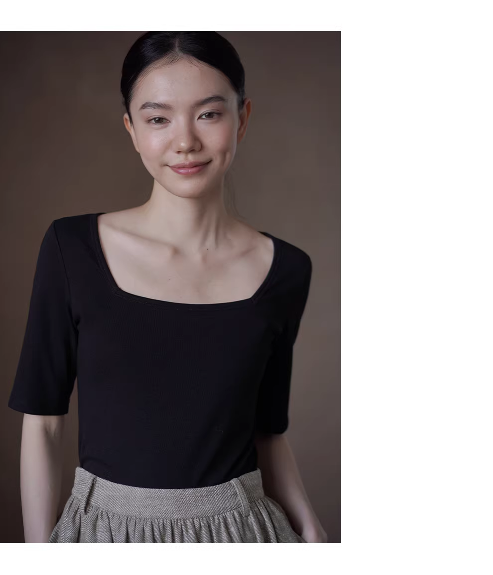 天鵝湖優雅氣質上衣方領中袖通勤顯瘦不挑人彈性修身T恤,天鵝湖優雅氣質上衣方領中袖通勤顯瘦不挑人彈性修身T恤,HBFS1070,天鵝湖優雅氣質上衣方領中袖通勤顯瘦不挑人彈性修身T恤,方領設計,修身顯瘦