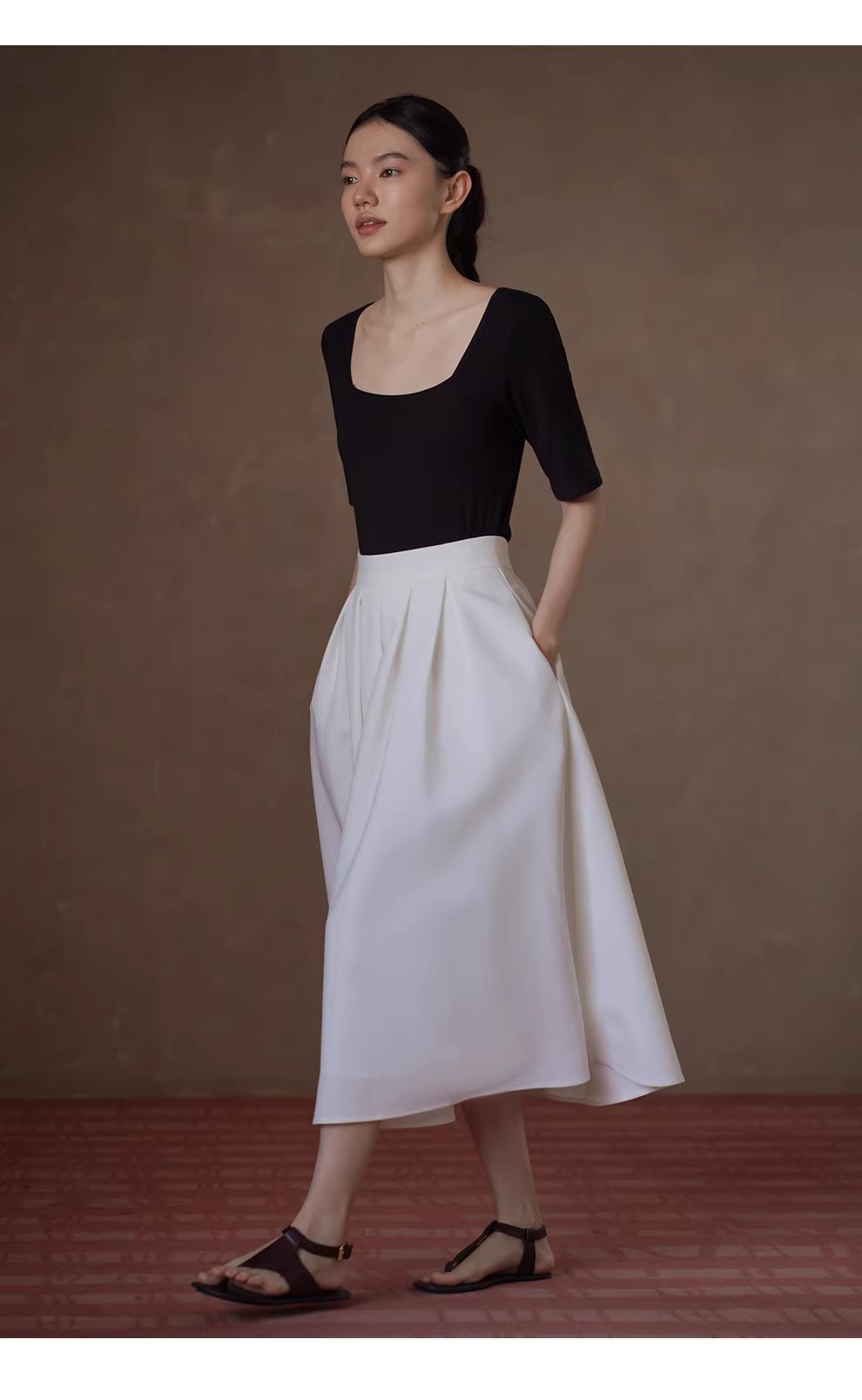 優雅小白花立體廓形顯瘦壓褶高腰蓬蓬通勤輕盈半身裙女,優雅小白花立體廓形顯瘦壓褶高腰蓬蓬通勤輕盈半身裙女,HBFS2015,優雅小白花立體廓形顯瘦壓褶高腰蓬蓬通勤輕盈半身裙女,舒適彈性,空氣感裙擺