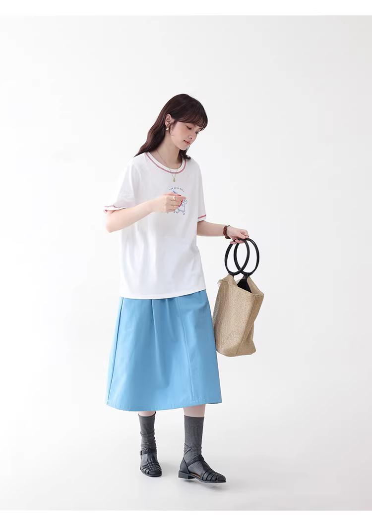 卡通刺繡反線純棉短袖T恤女夏新款少女感寬鬆上衣,卡通刺繡反線純棉短袖T恤女夏新款少女感寬鬆上衣,HBFS1091,卡通刺繡反線純棉短袖T恤女夏新款少女感寬鬆上衣,童趣刺繡,全棉面料