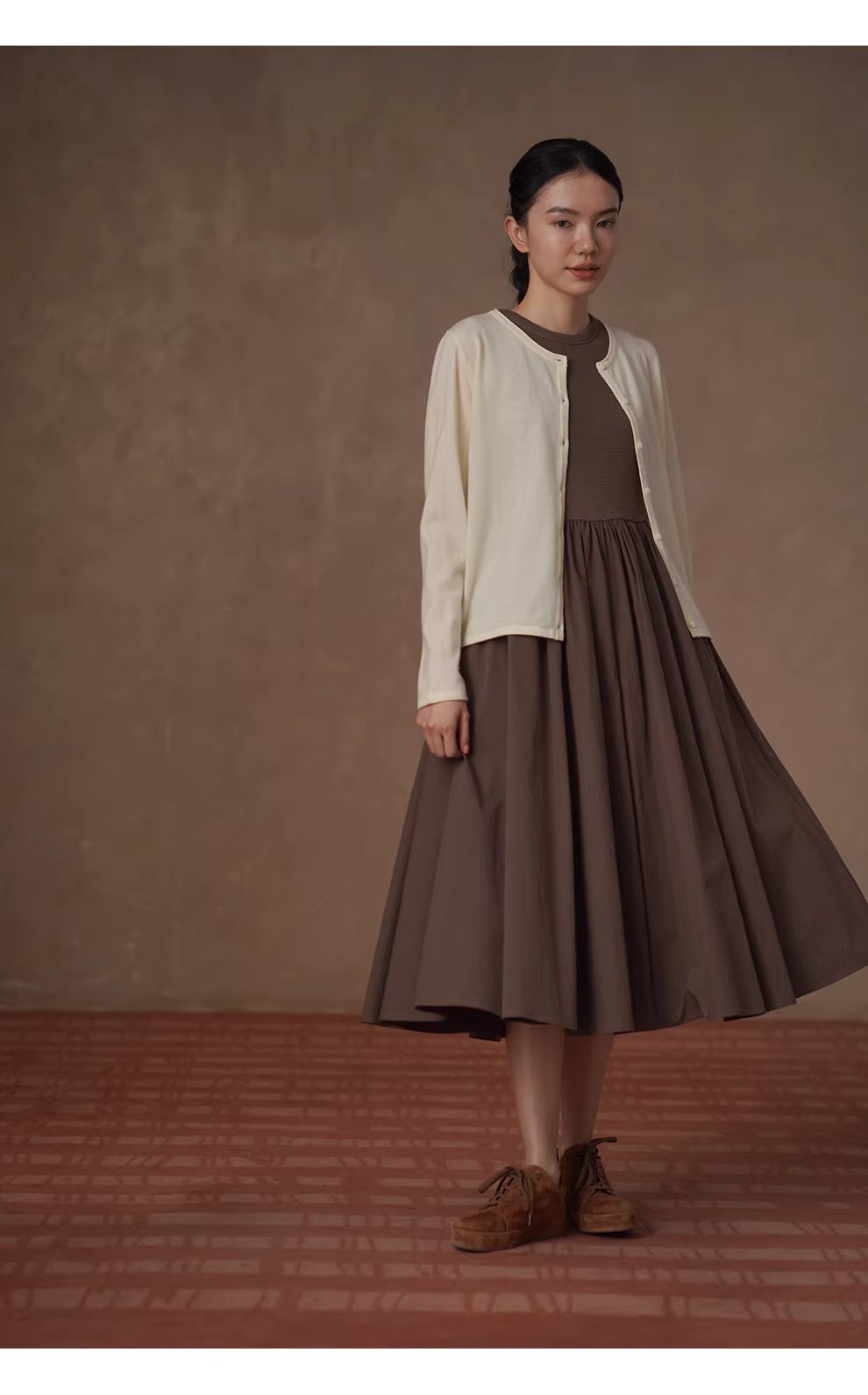 桑莓華夫格拼接高支棉混紡扭褶高腰顯瘦背心蓬蓬連身裙,桑莓華夫格拼接高支棉混紡扭褶高腰顯瘦背心蓬蓬連身裙,HBFS7041,桑莓華夫格拼接高支棉混紡扭褶高腰顯瘦背心蓬蓬連身裙,透氣不悶,高腰傘裙