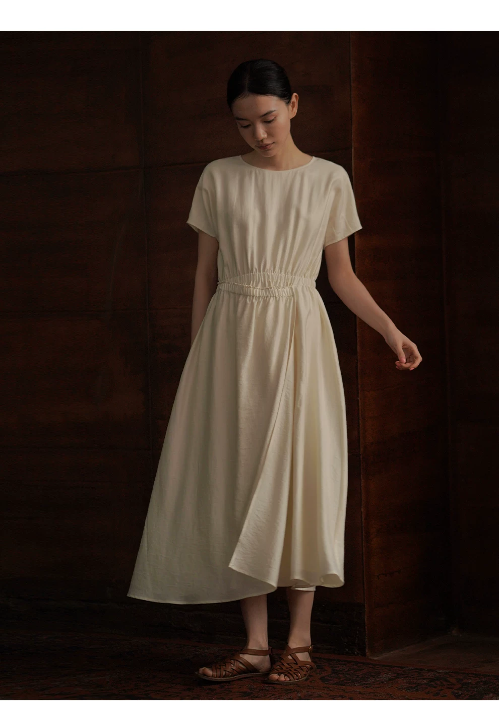 柔月光設計感纏繞式層次感鬆緊高腰圓領顯瘦洋裝女,柔月光設計感纏繞式層次感鬆緊高腰圓領顯瘦洋裝女,HBFS7044,柔月光設計感纏繞式層次感鬆緊高腰圓領顯瘦洋裝女,天絲涼感,腰腹鬆緊