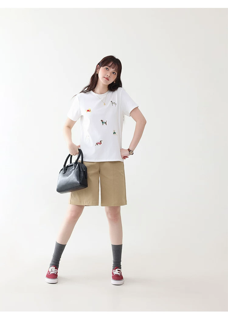 可愛小狗刺繡白色短袖T恤女26夏季新款時尚減齡上衣,可愛小狗刺繡白色短袖T恤女26夏季新款時尚減齡上衣,HBFS1099,可愛小狗刺繡白色短袖T恤女26夏季新款時尚減齡上衣,小狗刺繡,舒適面料