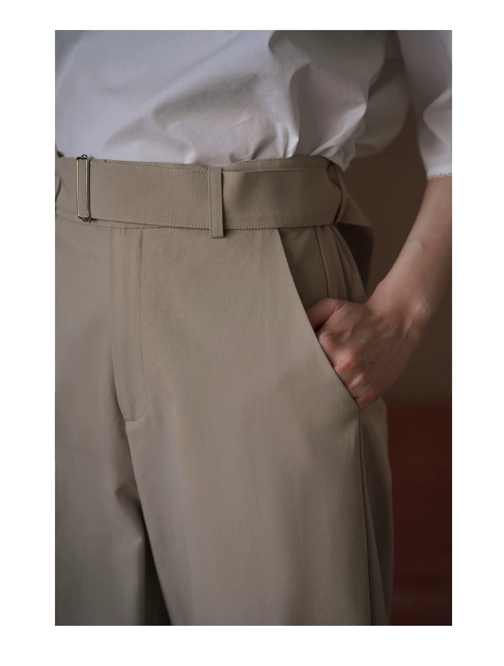 休閒棉感腰帶寬鬆褲腿立體打褶顯瘦高腰百搭直筒八分褲,休閒棉感腰帶寬鬆褲腿立體打褶顯瘦高腰百搭直筒八分褲,HBFS3027,休閒棉感腰帶寬鬆褲腿立體打褶顯瘦高腰百搭直筒八分褲,高腰透氣,版型修飾