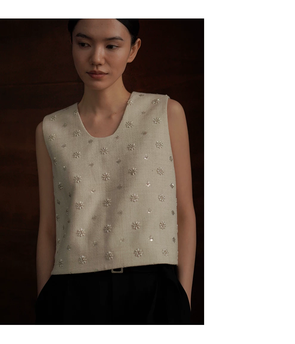 重磅手工釘珠無袖U領寬鬆貴氣千金氣質上衣顯瘦無袖背心,重磅手工釘珠無袖U領寬鬆貴氣千金氣質上衣顯瘦無袖背心,HBFS1109,重磅手工釘珠無袖U領寬鬆貴氣千金氣質上衣顯瘦無袖背心,小香名媛,亮片珠珠