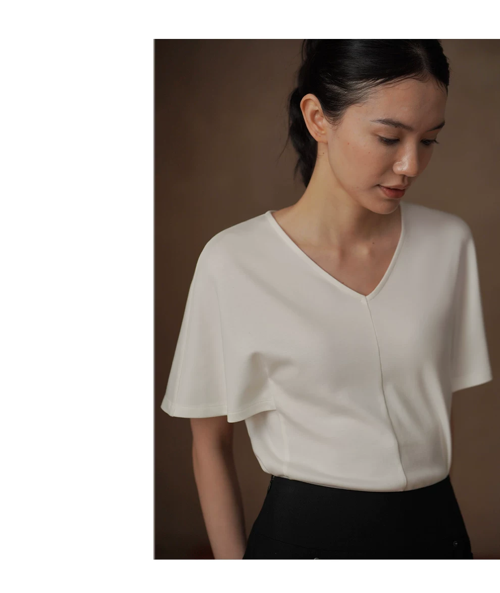 垂爽莫代爾紙片人T恤一體式連肩袖V領顯瘦寬鬆通勤上衣,垂爽莫代爾紙片人T恤一體式連肩袖V領顯瘦寬鬆通勤上衣,HBFS1122,垂爽莫代爾紙片人T恤一體式連肩袖V領顯瘦寬鬆通勤上衣,絲滑垂墜,剪裁優雅