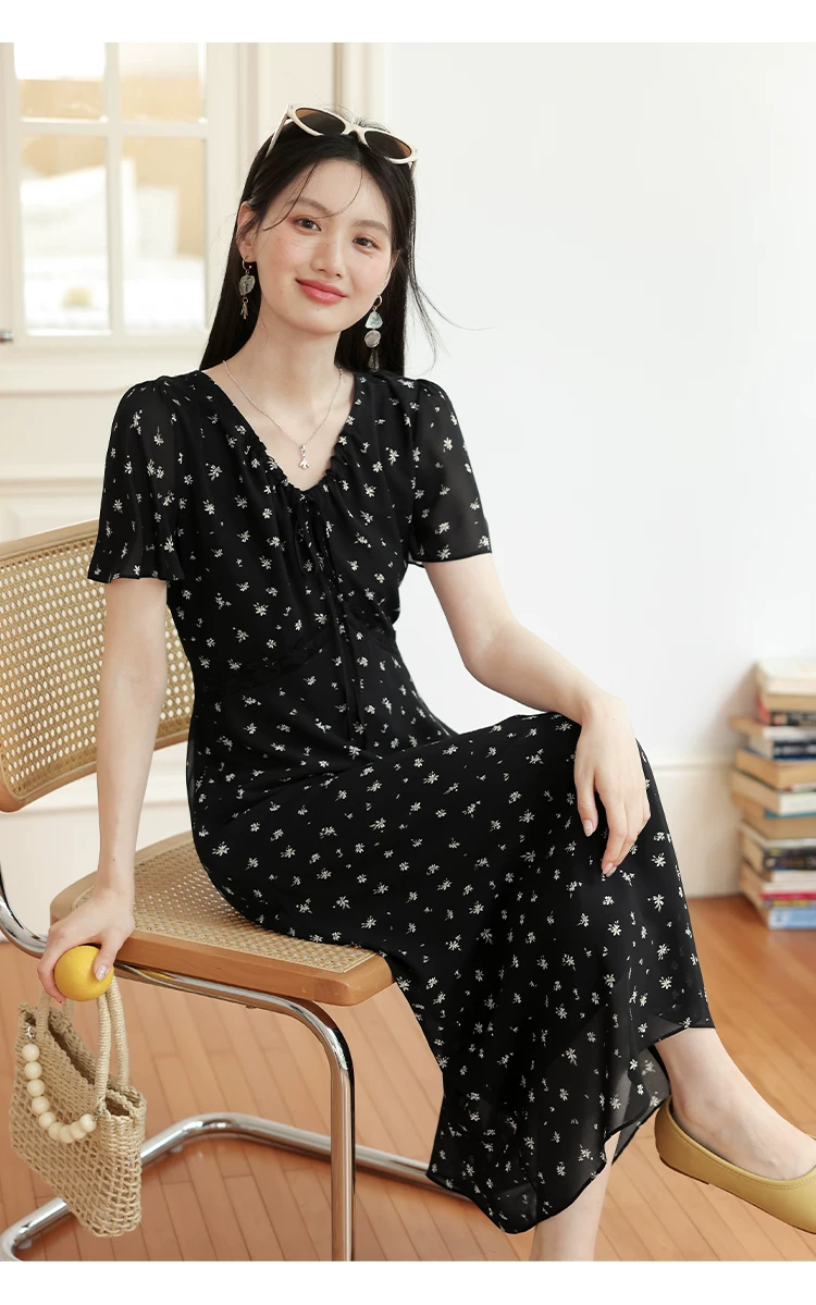 大尺碼V領碎花裙女2026新款短袖雪紡洋裝女夏氣質法式長裙,修身洋裝,大尺碼V領碎花裙女2026新款短袖雪紡洋裝女夏氣質法式長裙,HBFS7102,大尺碼V領碎花裙女2026新款短袖雪紡洋裝女夏氣質法式長裙,中大尺碼