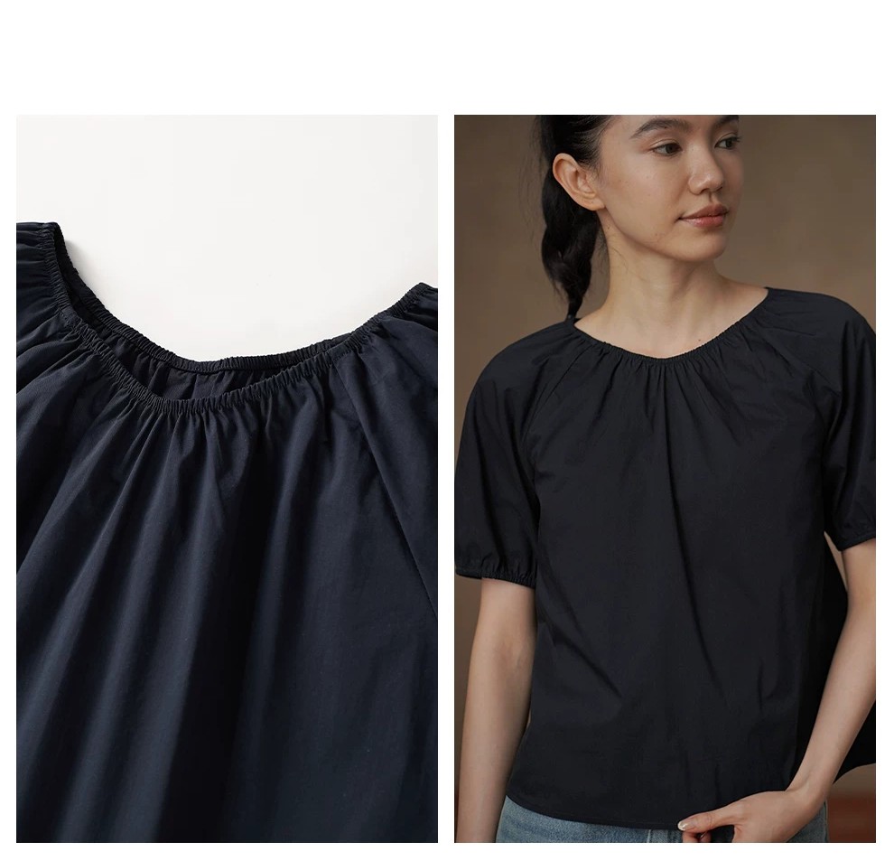 細密高支棉感鬆緊多穿領口霧面質感顯瘦短版寬鬆上衣女,細密高支棉感鬆緊多穿領口霧面質感顯瘦短版寬鬆上衣女,HBFS1252,細密高支棉感鬆緊多穿領口霧面質感顯瘦短版寬鬆上衣女,鬆緊領結,袖口微澎