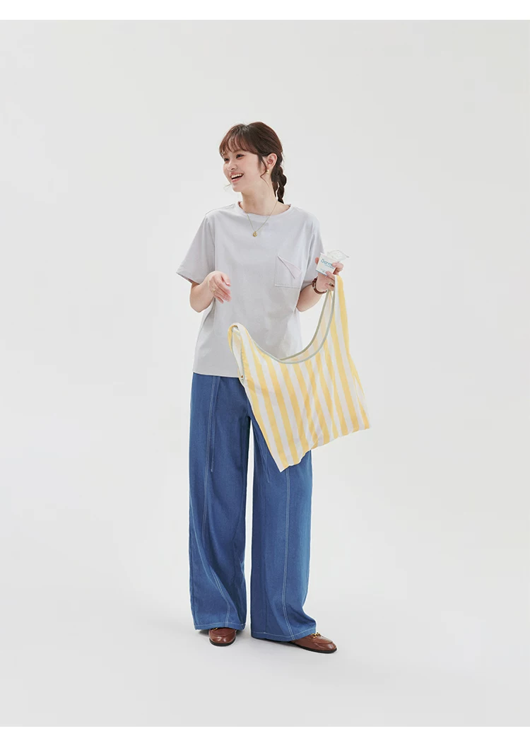 藍色仿牛仔壓線休閒褲女夏季新款鬆緊腰寬長褲,藍色仿牛仔壓線休閒褲女夏季新款鬆緊腰寬長褲,HBFS3074,藍色仿牛仔壓線休閒褲女夏季新款鬆緊腰寬長褲,高腰寬褲,外縫線設計