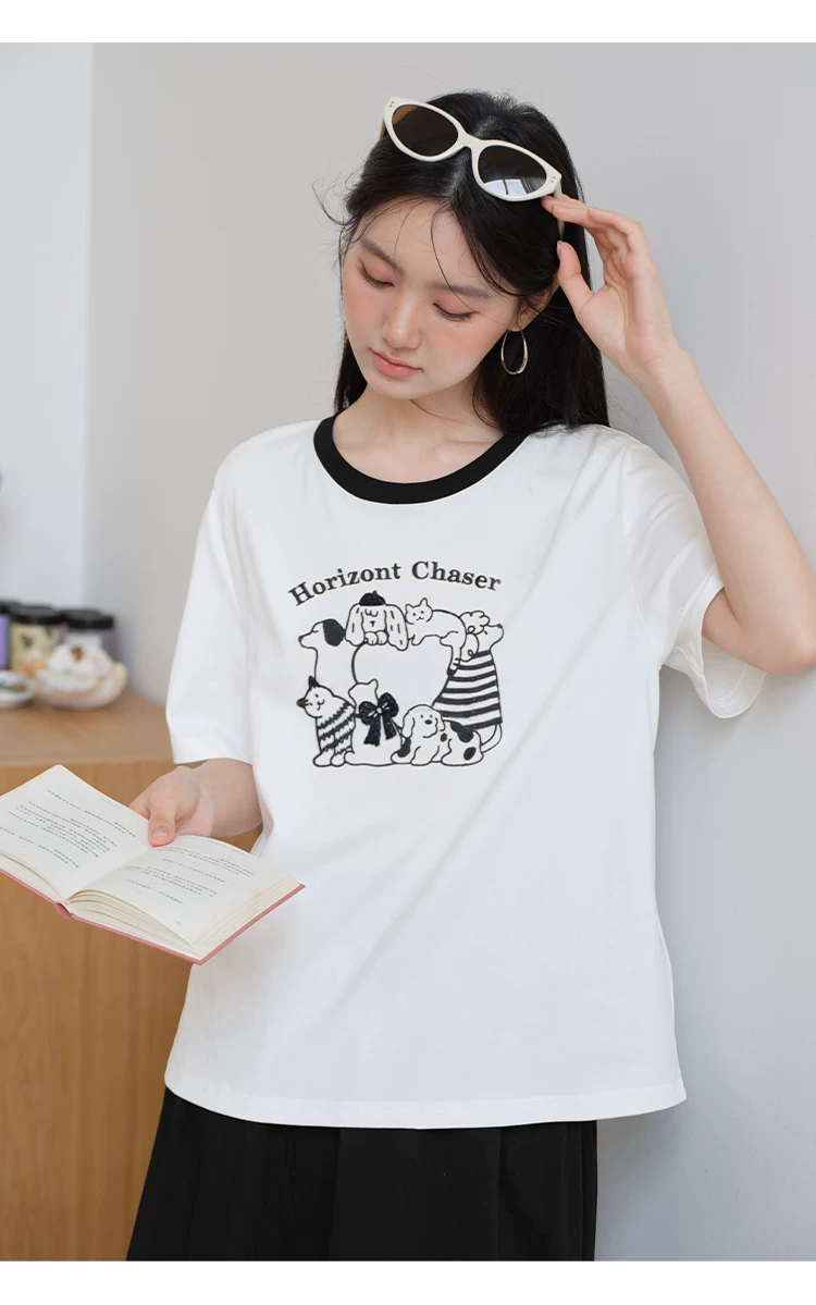大尺碼刺繡短袖動物圖案T恤女夏2026新款微胖巨好看白色上衣,大尺碼刺繡短袖動物圖案T恤女夏2026新款微胖巨好看白色上衣,HBFS1314,大尺碼刺繡短袖動物圖案T恤女夏2026新款微胖巨好看白色上衣,中大尺碼,童趣印花