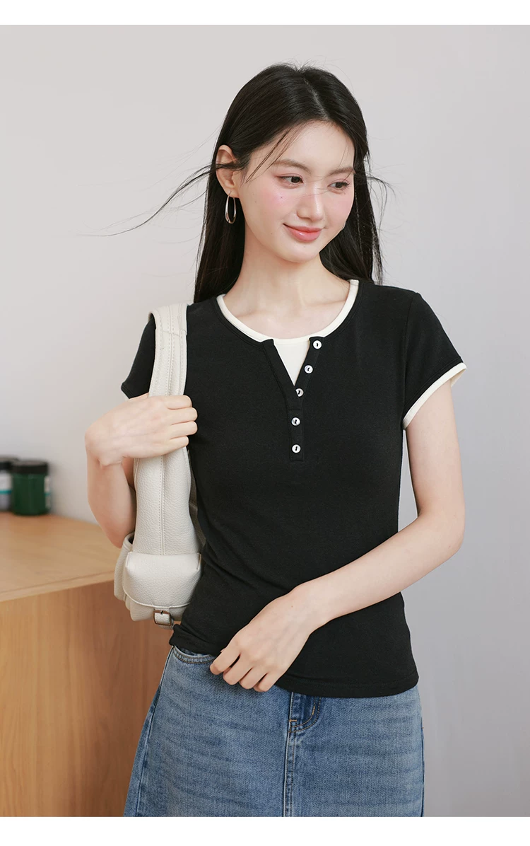 大尺碼撞色假兩件短袖T恤女2026新款巨好看的上衣不撞款夏裝,大尺碼撞色假兩件短袖T恤女2026新款巨好看的上衣不撞款夏裝,HBFS1318,大尺碼撞色假兩件短袖T恤女2026新款巨好看的上衣不撞款夏裝,中大尺碼,假兩件式