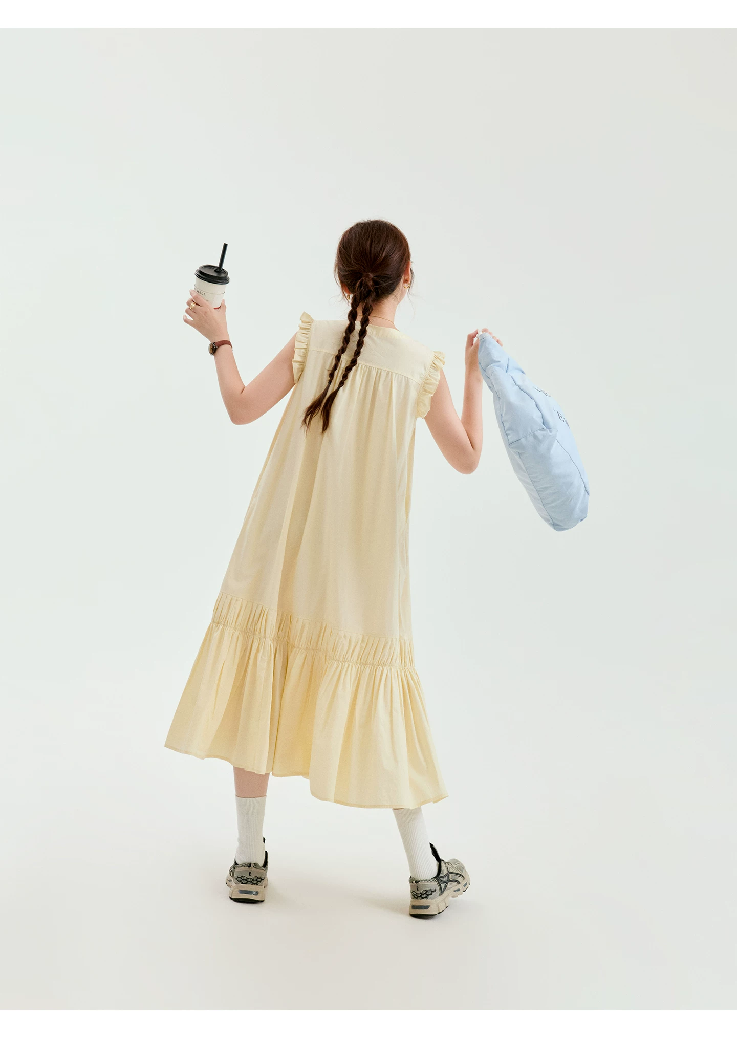少女感小飛袖萊賽爾洋裝女夏季新款大擺背心裙,少女感小飛袖萊賽爾洋裝女夏季新款大擺背心裙,HBFS7170,少女感小飛袖萊賽爾洋裝女夏季新款大擺背心裙,綁帶衣領,天絲混棉