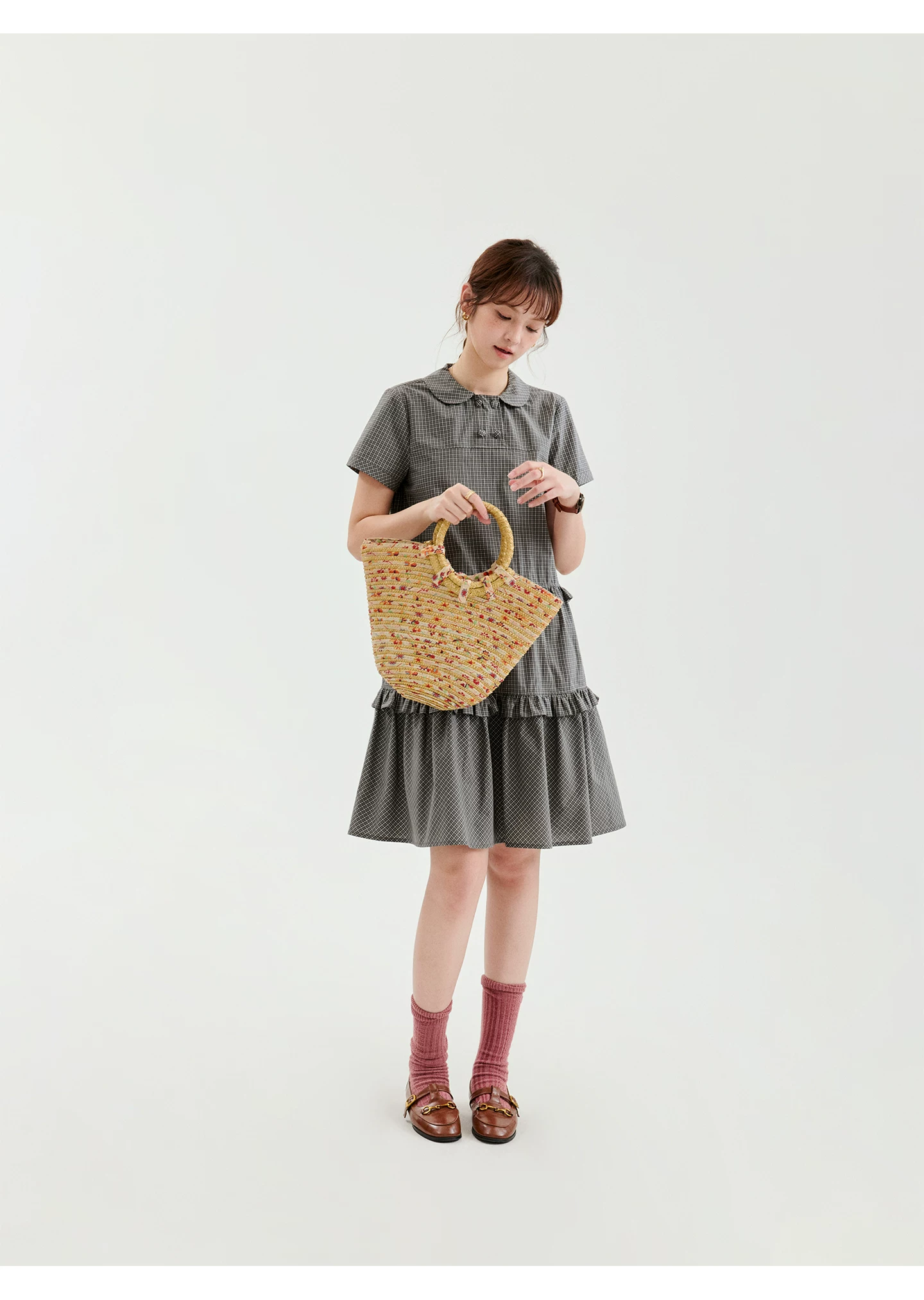 日系格紋娃娃領純棉洋裝女夏季新款花邊短裙子,日系格紋娃娃領純棉洋裝女夏季新款花邊短裙子,HBFS7175,日系格紋娃娃領純棉洋裝女夏季新款花邊短裙子,娃娃領,全棉面料