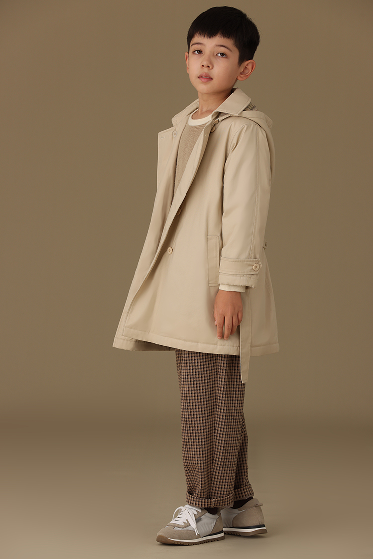 男女童加厚保暖夾棉可拆卸連帽棉服風衣外套