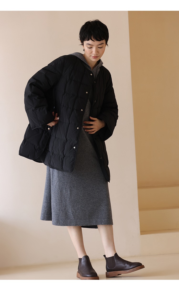 進口超細100%美利奴羊毛連帽寬鬆針織連身裙洋裝