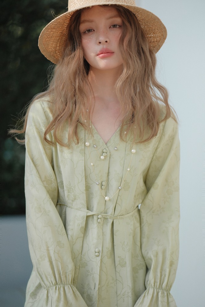 中國風新品春裝綠色長袖襯衫女氣質上衣獨特漂亮小衫裙子套裝