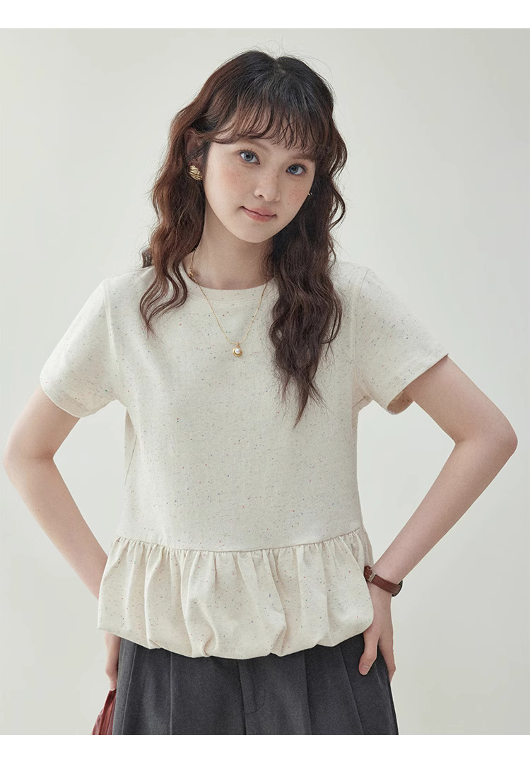 設計感彩點花苞短袖t卹女款夏季新款減齡短版上衣