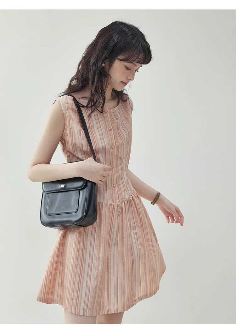 甜美圖案無袖背心洋裝女夏季新款顯瘦a字短裙