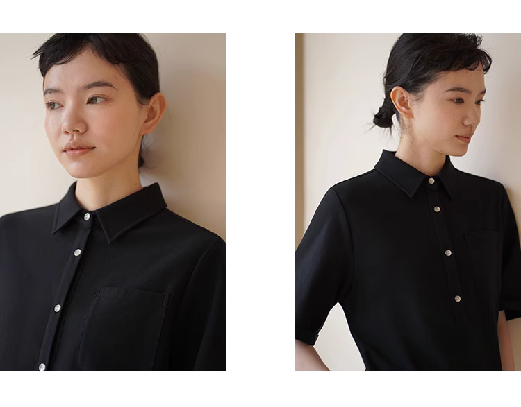 經典復古美式學院Polo領針織短款顯瘦休閒直筒洋裝女
