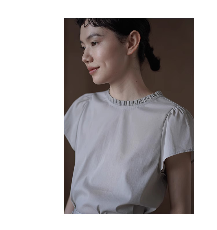 少女野餐套裝乾爽萊賽爾混紡復古蕾絲領口寬鬆T卹半身裙